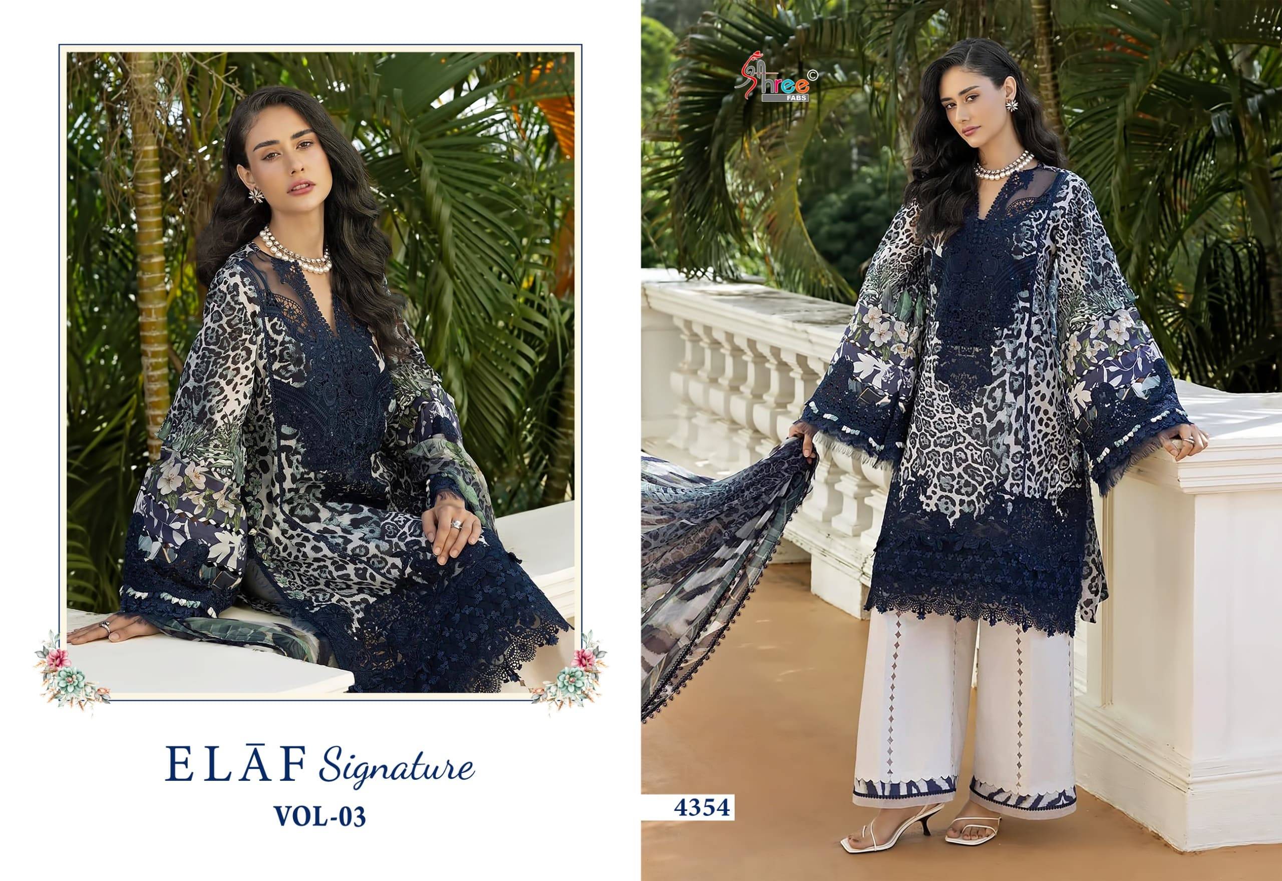 ELAF SIGNATURE VOL-3 BY SHREE FAB 4351 to 4358  Series Beautiful Pakistani Suits Colorful Stylish Fancy Casual Wear & Ethnic Wear Pure Cotton Print Dresses At Wholesale Price